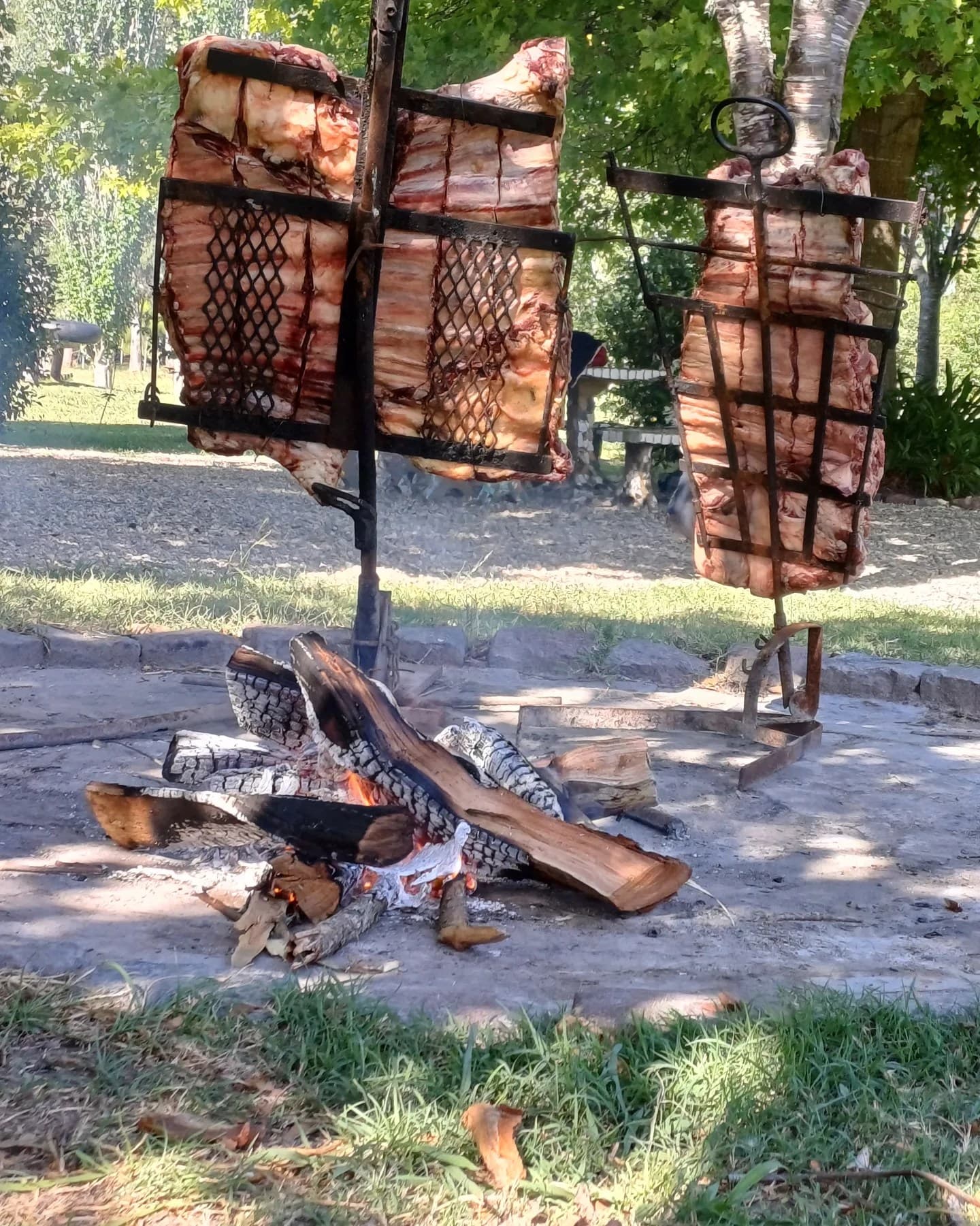 Asador a la cruz al fuego